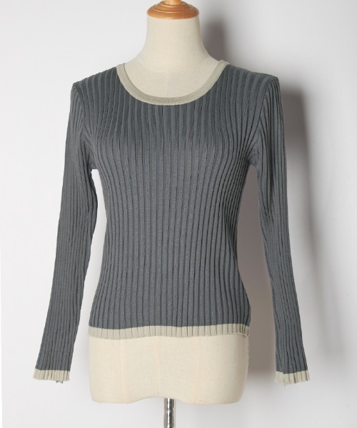 Futier land（フューティアランド）の「パイピングリブニット（ニット/セーター・レディース・チャコールグレー/ブラック/モカ/ライトベージュ/レッドパープル/ライトイエロー/アイボリー/ピンク/ホワイト・FREE）」の16枚目の写真