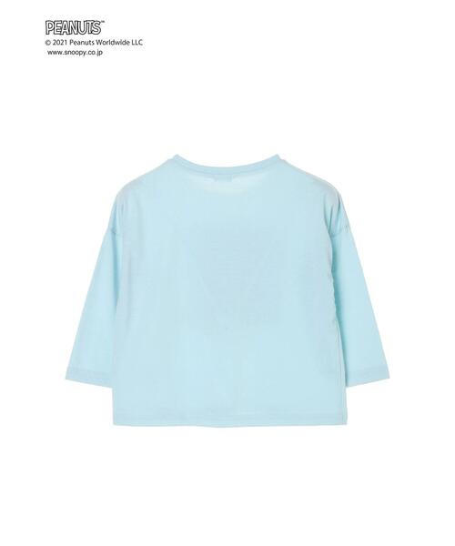 koe（コエ）の「PEANUTS スヌーピーロングTシャツ＊（Tシャツ/カットソー・キッズ・ブラウン/モカ/サックスブルー/チャコールグレー/グレイッシュベージュ/グリーン・100/120/110/130）」の15枚目の写真
