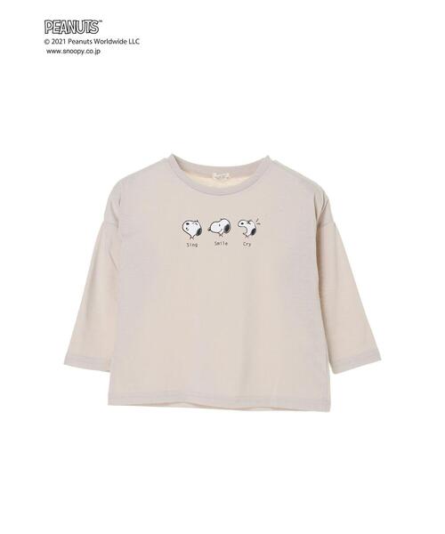 koe（コエ）の「PEANUTS スヌーピーロングTシャツ＊（Tシャツ/カットソー・キッズ・ブラウン/モカ/サックスブルー/チャコールグレー/グレイッシュベージュ/グリーン・100/120/110/130）」の20枚目の写真