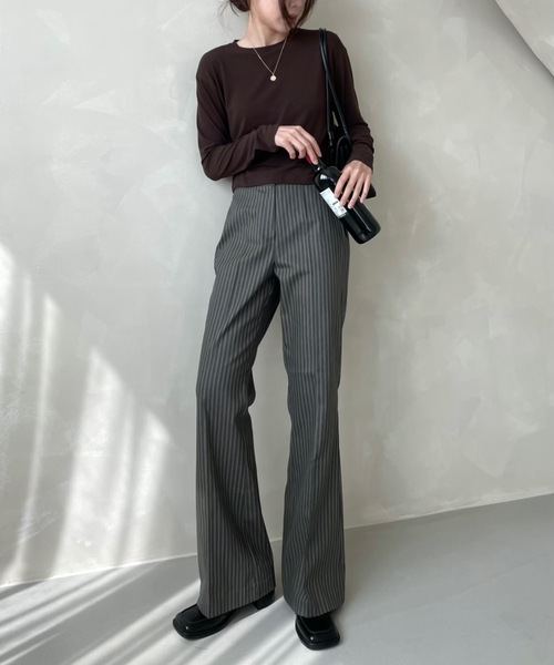 Didot.showroom（ディドット ショールーム）の「stripe boots cut pt（スラックス・レディース・チャコールグレー/カーキ・S/M）」の18枚目の写真
