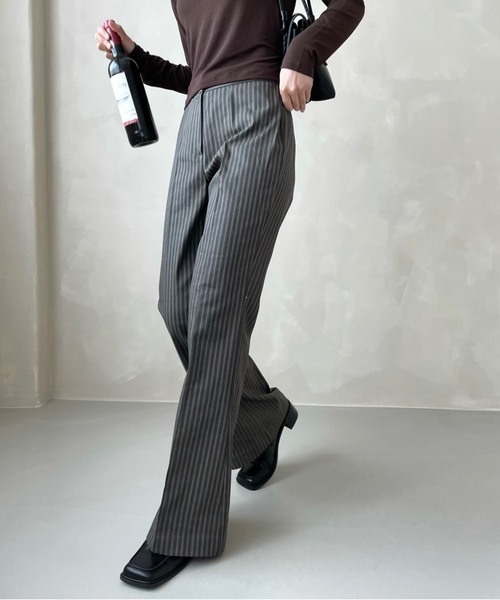Didot.showroom（ディドット ショールーム）の「stripe boots cut pt（スラックス・レディース・チャコールグレー/カーキ・S/M）」の20枚目の写真