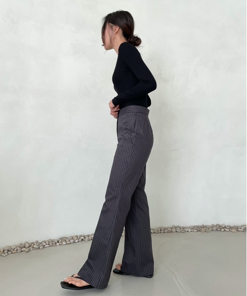 Didot.showroom（ディドット ショールーム）の「stripe boots cut pt（スラックス・レディース・チャコールグレー/カーキ・S/M）」の19枚目の写真