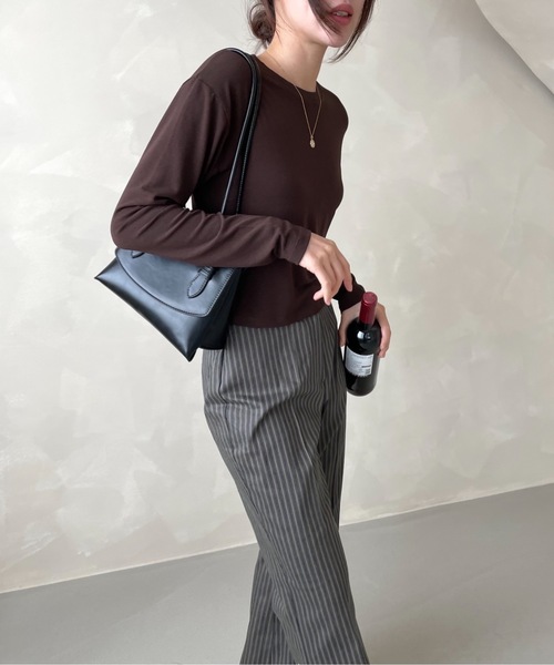 Didot.showroom（ディドット ショールーム）の「stripe boots cut pt（スラックス・レディース・チャコールグレー/カーキ・S/M）」の15枚目の写真