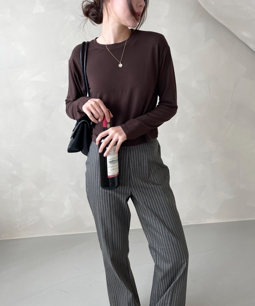 Didot.showroom（ディドット ショールーム）の「stripe boots cut pt（スラックス・レディース・チャコールグレー/カーキ・S/M）」の21枚目の写真