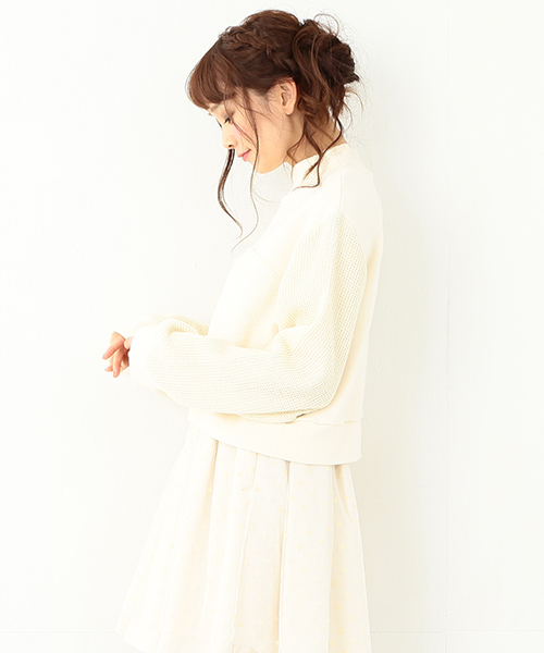 CAROLINA GLASER(カロリナ グレイサー)の「CAROLINA GLASER / スタンドカラー ショートトップス(スウェット・レディース・ブラック/クリーム・ONE SIZE)」の6枚目の写真