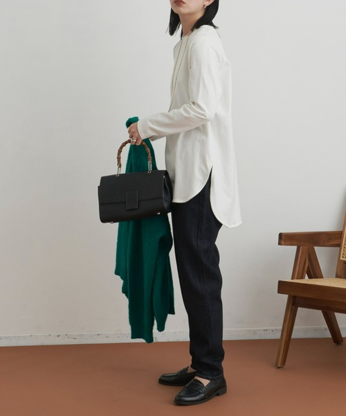 Aunt Marie's（アントマリーズ）の「ハイウエストテーパードデニム（デニムパンツ・レディース・ブラック/ネイビー/アイボリー/ライトブルー・MEDIUM/LARGE/SMALL/X-SMALL）」の8枚目の写真