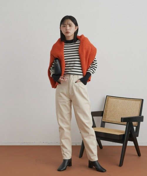 Aunt Marie's（アントマリーズ）の「ハイウエストテーパードデニム（デニムパンツ・レディース・ブラック/ネイビー/アイボリー/ライトブルー・MEDIUM/LARGE/SMALL/X-SMALL）」の9枚目の写真