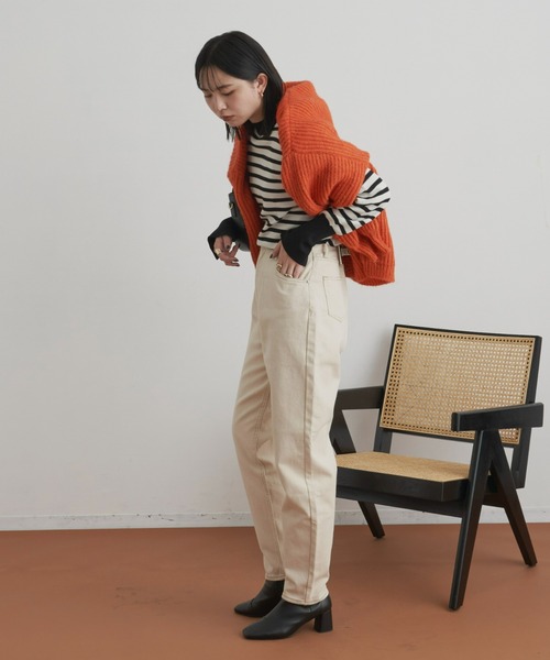 Aunt Marie's（アントマリーズ）の「ハイウエストテーパードデニム（デニムパンツ・レディース・ブラック/ネイビー/アイボリー/ライトブルー・MEDIUM/LARGE/SMALL/X-SMALL）」の10枚目の写真