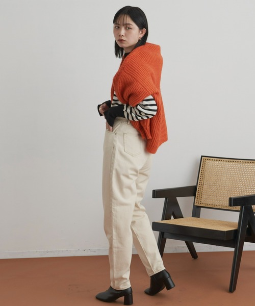 Aunt Marie's（アントマリーズ）の「ハイウエストテーパードデニム（デニムパンツ・レディース・ブラック/ネイビー/アイボリー/ライトブルー・MEDIUM/LARGE/SMALL/X-SMALL）」の12枚目の写真