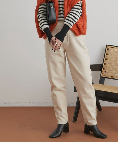 Aunt Marie's（アントマリーズ）の「ハイウエストテーパードデニム（デニムパンツ・レディース・ブラック/ネイビー/アイボリー/ライトブルー・MEDIUM/LARGE/SMALL/X-SMALL）」の15枚目の写真