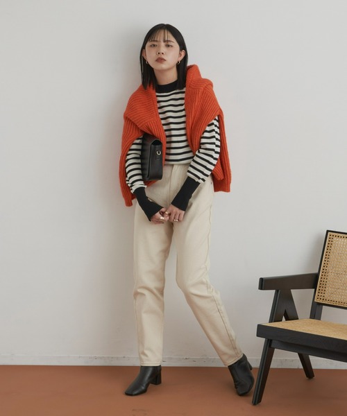 Aunt Marie's（アントマリーズ）の「ハイウエストテーパードデニム（デニムパンツ・レディース・ブラック/ネイビー/アイボリー/ライトブルー・MEDIUM/LARGE/SMALL/X-SMALL）」の11枚目の写真