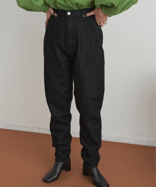 Aunt Marie's（アントマリーズ）の「ハイウエストテーパードデニム（デニムパンツ・レディース・ブラック/ネイビー/アイボリー/ライトブルー・MEDIUM/LARGE/SMALL/X-SMALL）」の22枚目の写真