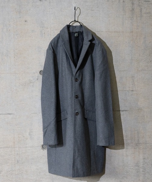 JOHN'S CLOSET(ジョンズクローゼット)の「【i】メルトンチェスターコート(チェスターコート・メンズ・ネイビー/杢グレー/ブラック/チェック・MEDIUM/LARGE/X-LARGE)」の3枚目の写真