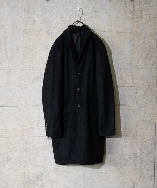 JOHN'S CLOSET(ジョンズクローゼット)の「【i】メルトンチェスターコート(チェスターコート・メンズ・ネイビー/杢グレー/ブラック/チェック・MEDIUM/LARGE/X-LARGE)」の2枚目の写真