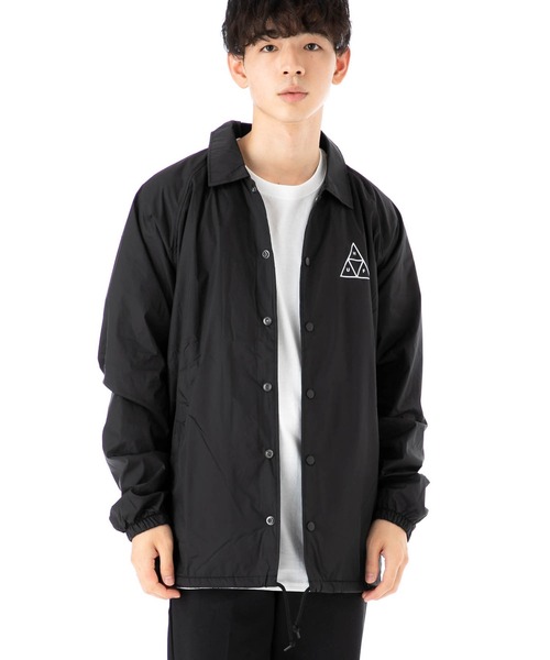 【デカロゴ】ハフ　ＨＵＦ　トライアングルロゴ　コーチジャケット　ブラック　Ｌ☆ HUF ハフ コーチジャケット[品番：OTCM0000830]｜99HeadwearShop