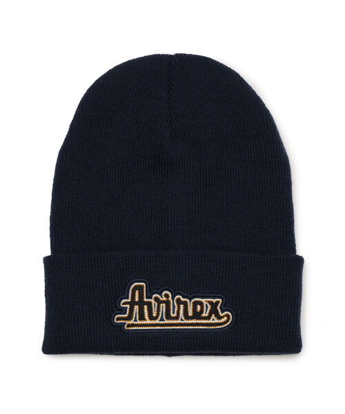 AVIREX（アヴィレックス）の「ロゴ ニット キャップ / LOGO KNIT CAP / アヴィレックス / AVIREX（ニットキャップ/ビーニー・メンズ・ネイビー/オフホワイト/ブラック・FREE）」の3枚目の写真