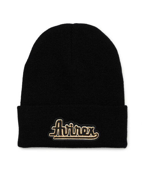 AVIREX（アヴィレックス）の「ロゴ ニット キャップ / LOGO KNIT CAP / アヴィレックス / AVIREX（ニットキャップ/ビーニー・メンズ・ネイビー/オフホワイト/ブラック・FREE）」の2枚目の写真