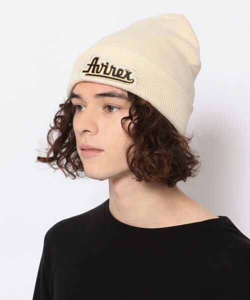 AVIREX（アヴィレックス）の「ロゴ ニット キャップ / LOGO KNIT CAP / アヴィレックス / AVIREX（ニットキャップ/ビーニー・メンズ・ネイビー/オフホワイト/ブラック・FREE）」の6枚目の写真