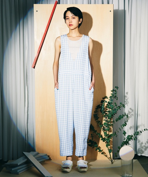 sneeuw（スニュウ）の「チェックオールインワン（サロペット/オーバーオール・レディース・サックスブルー/ブラック・ONESIZE）」の16枚目の写真