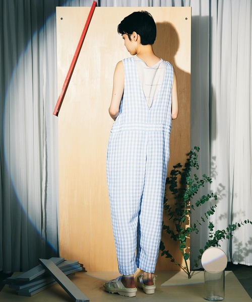 sneeuw（スニュウ）の「チェックオールインワン（サロペット/オーバーオール・レディース・サックスブルー/ブラック・ONESIZE）」の3枚目の写真