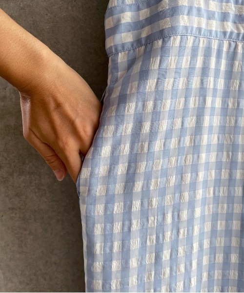 sneeuw（スニュウ）の「チェックオールインワン（サロペット/オーバーオール・レディース・サックスブルー/ブラック・ONESIZE）」の8枚目の写真