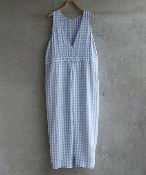 sneeuw（スニュウ）の「チェックオールインワン（サロペット/オーバーオール・レディース・サックスブルー/ブラック・ONESIZE）」の7枚目の写真