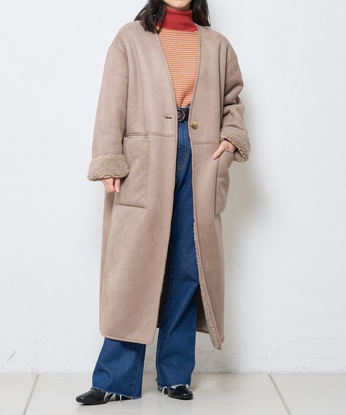 CIAOPANIC(チャオパニック)の「リバーシブルムートンコート(ムートンコート・レディース・ブラウン/モカ・FREE)」の6枚目の写真