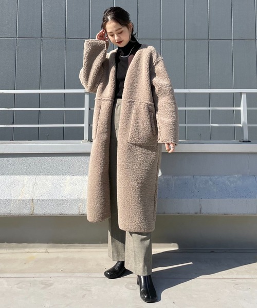 CIAOPANIC(チャオパニック)の「リバーシブルムートンコート(ムートンコート・レディース・ブラウン/モカ・FREE)」の4枚目の写真