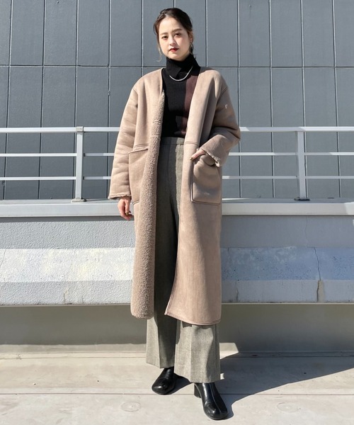 CIAOPANIC(チャオパニック)の「リバーシブルムートンコート(ムートンコート・レディース・ブラウン/モカ・FREE)」の3枚目の写真