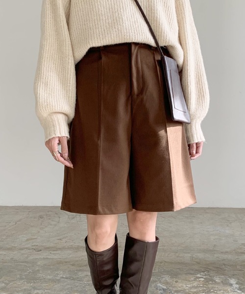 LIAN（リアン）の「センタープレスタックハーフパンツ（その他パンツ・レディース・グリーン/ブラック/ブラウン/グレイッシュベージュ/アイボリー/ブラック系/グレー/ホワイト系・FREE）」の6枚目の写真