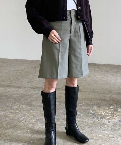 LIAN（リアン）の「センタープレスタックハーフパンツ（その他パンツ・レディース・グリーン/ブラック/ブラウン/グレイッシュベージュ/アイボリー/ブラック系/グレー/ホワイト系・FREE）」の8枚目の写真