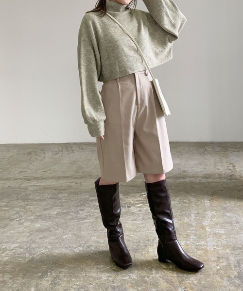 LIAN（リアン）の「センタープレスタックハーフパンツ（その他パンツ・レディース・グリーン/ブラック/ブラウン/グレイッシュベージュ/アイボリー/ブラック系/グレー/ホワイト系・FREE）」の18枚目の写真