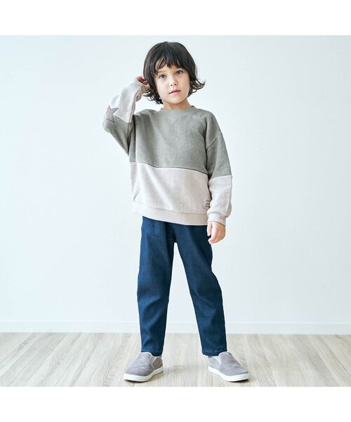 apres les cours（アプレレクール）の「スターパッチトレーナー（スウェット・キッズ・カーキ/ベージュ/ブラック・120/90/110/140/80/100/130）」の7枚目の写真