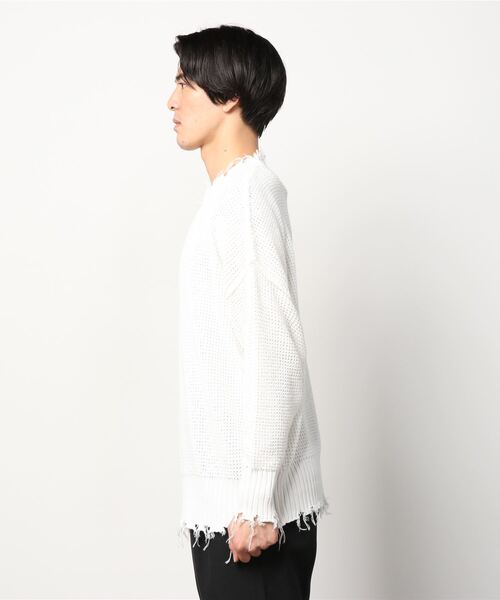JOHN'S CLOSET（ジョンズクローゼット）の「【50】ダメージラーベンクルーネックBIGニット（ニット/セーター・メンズ・ベージュ/チャコールグレー/ブラウン/ホワイト/ブラック/ブルーグレー・LARGE/MEDIUM）」の16枚目の写真