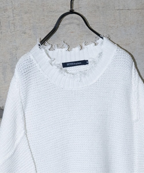 JOHN'S CLOSET（ジョンズクローゼット）の「【50】ダメージラーベンクルーネックBIGニット（ニット/セーター・メンズ・ベージュ/チャコールグレー/ブラウン/ホワイト/ブラック/ブルーグレー・LARGE/MEDIUM）」の21枚目の写真