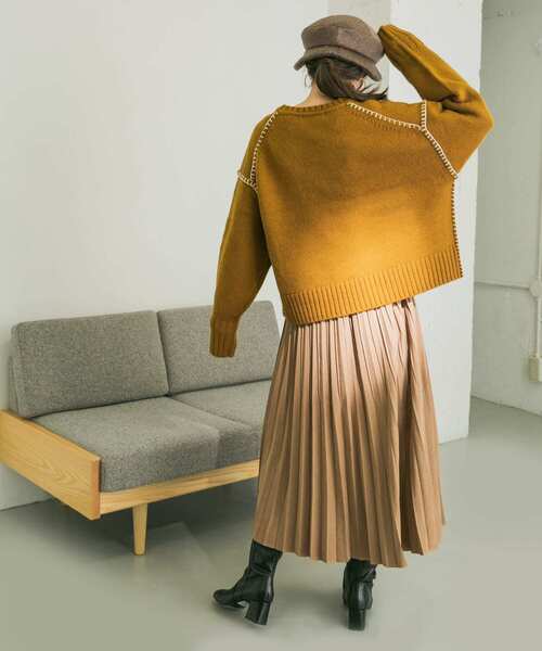 URBAN RESEARCH（アーバンリサーチ）の「ブランケットステッチニット（ニット/セーター・レディース・モカ/チャコールグレー/グレー系その他・FREE）」の13枚目の写真