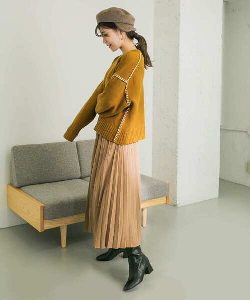 URBAN RESEARCH（アーバンリサーチ）の「ブランケットステッチニット（ニット/セーター・レディース・モカ/チャコールグレー/グレー系その他・FREE）」の16枚目の写真