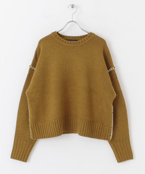 URBAN RESEARCH（アーバンリサーチ）の「ブランケットステッチニット（ニット/セーター・レディース・モカ/チャコールグレー/グレー系その他・FREE）」の18枚目の写真