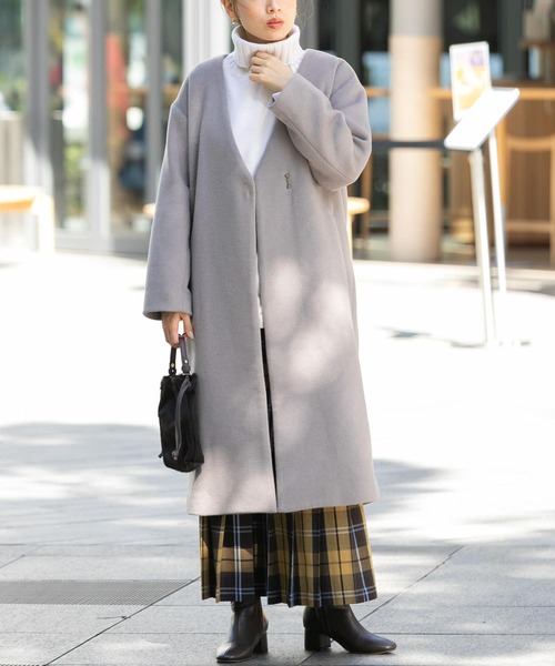 URBAN RESEARCH Sonny Label（アーバンリサーチサニーレーベル）の「Vネックウールコート（その他アウター・レディース・ブラック/イエロー/モカ・FREE）」の3枚目の写真