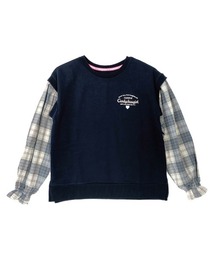 袖チェックトレーナー