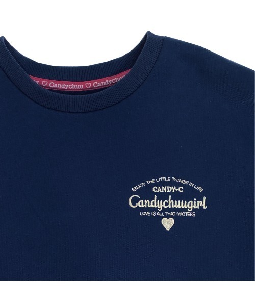 Candychuu（キャンディチュウ）の「袖チェックトレーナー（Tシャツ/カットソー・キッズ・ネイビー/オフホワイト・SS/S/M/XXS）」の3枚目の写真