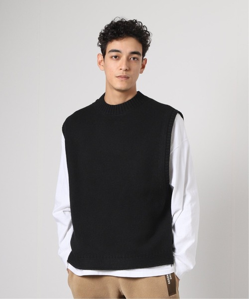 JOURNAL STANDARD J.S HOMESTEAD（ジャーナルスタンダードホームステッド）の「【j.s.homestead】ブリティッシュ ウール ガンジー ニットベスト（ベスト・メンズ・ブラック/アイボリー・FREE）」の2枚目の写真