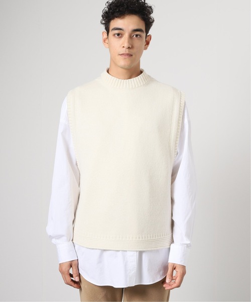 JOURNAL STANDARD J.S HOMESTEAD（ジャーナルスタンダードホームステッド）の「【j.s.homestead】ブリティッシュ ウール ガンジー ニットベスト（ベスト・メンズ・ブラック/アイボリー・FREE）」の6枚目の写真