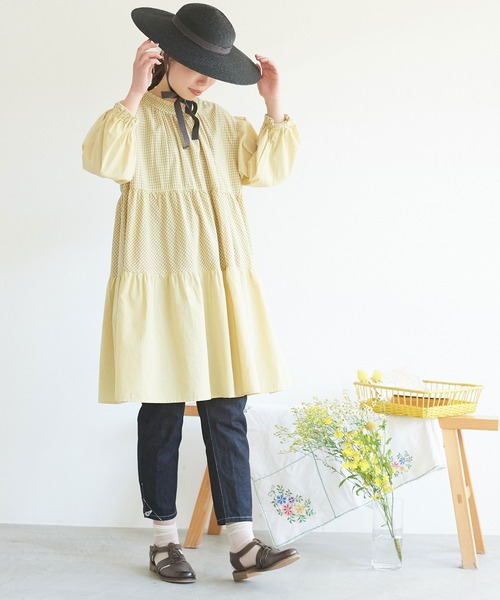 chambre de charme(シャンブルドゥシャーム)の「cdc 製品染めギンガム ティアードワンピース(ワンピース・レディース・イエロー/ミント/ブラック・FREE)」の11枚目の写真