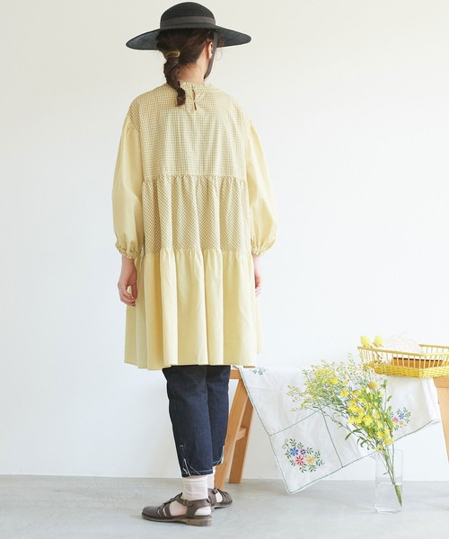 chambre de charme(シャンブルドゥシャーム)の「cdc 製品染めギンガム ティアードワンピース(ワンピース・レディース・イエロー/ミント/ブラック・FREE)」の15枚目の写真