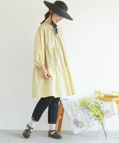 chambre de charme(シャンブルドゥシャーム)の「cdc 製品染めギンガム ティアードワンピース(ワンピース・レディース・イエロー/ミント/ブラック・FREE)」の17枚目の写真