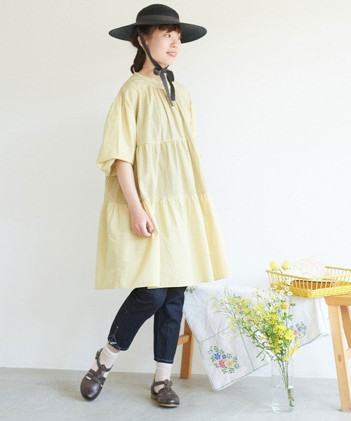 chambre de charme(シャンブルドゥシャーム)の「cdc 製品染めギンガム ティアードワンピース(ワンピース・レディース・イエロー/ミント/ブラック・FREE)」の19枚目の写真