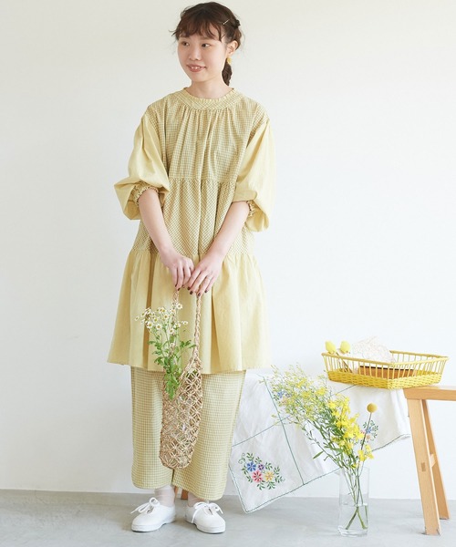 chambre de charme(シャンブルドゥシャーム)の「cdc 製品染めギンガム ティアードワンピース(ワンピース・レディース・イエロー/ミント/ブラック・FREE)」の20枚目の写真