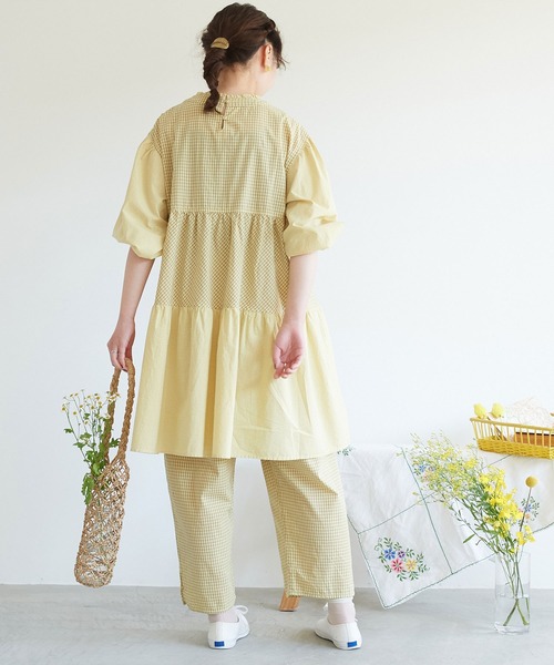 chambre de charme(シャンブルドゥシャーム)の「cdc 製品染めギンガム ティアードワンピース(ワンピース・レディース・イエロー/ミント/ブラック・FREE)」の22枚目の写真