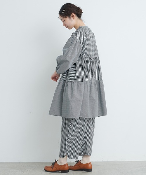 chambre de charme(シャンブルドゥシャーム)の「cdc 製品染めギンガム ティアードワンピース(ワンピース・レディース・イエロー/ミント/ブラック・FREE)」の4枚目の写真